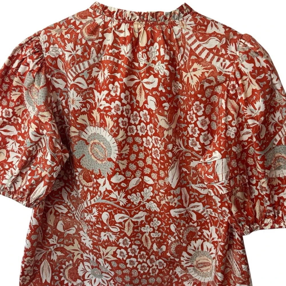 Ulla Johnson Imari Top Orange Blossom Puff Sleeve Boho Feminine Cottagecore‎ 10